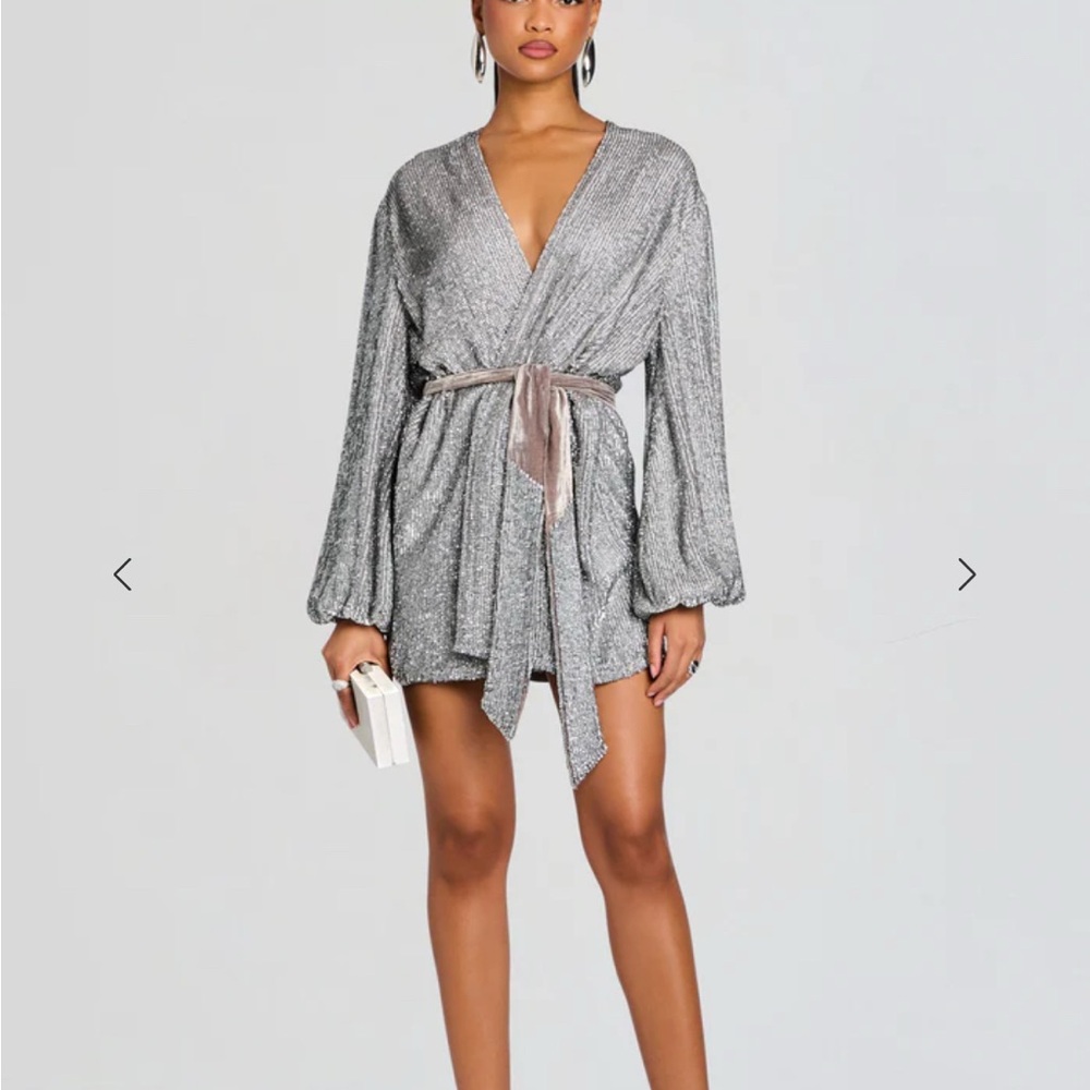 Retrofete Gabrielle Robe Silver Cloud Sequence Dress